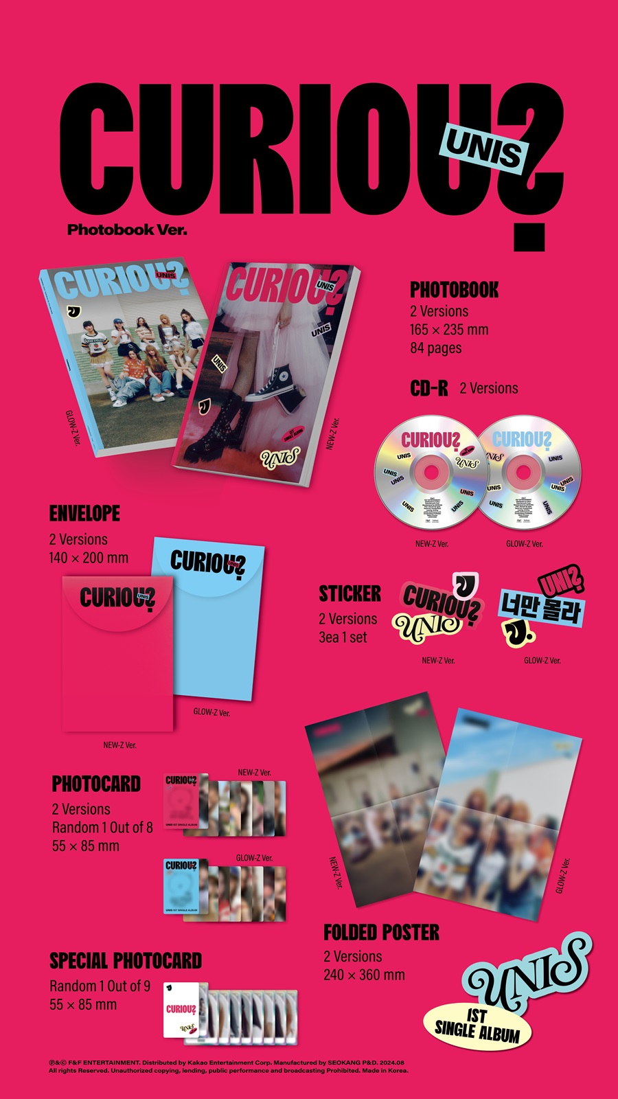 UNIS(유니스) - 싱글 1집 [CURIOUS] (Photobook Ver.) 커버랜덤